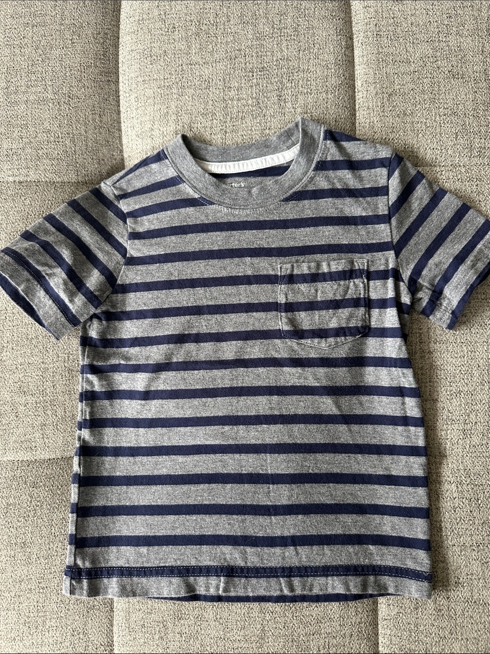 Carter's Gray & Navy Striped Pocket Tee